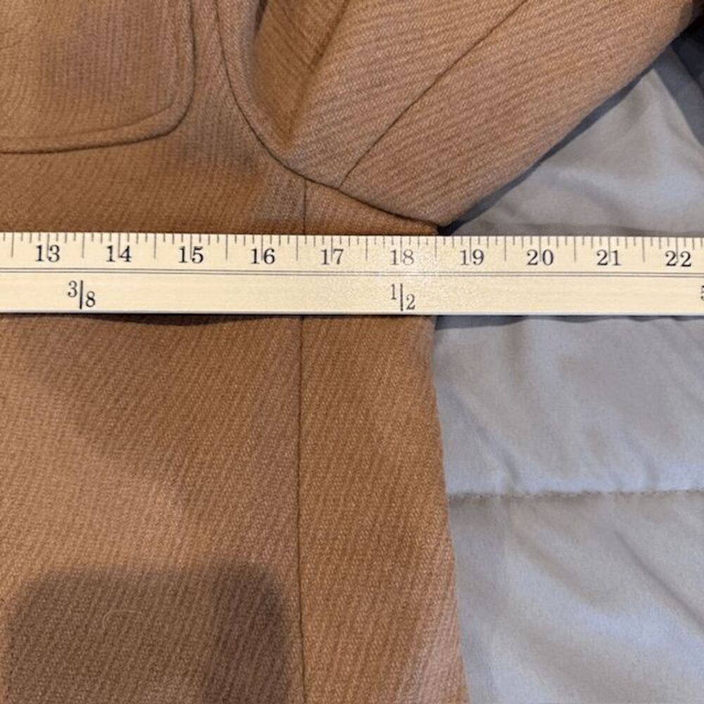Cole Haan Signature Wool Leather Snap Faux-Fur-Trim Hooded Coat Camel Tan Size 4 - Picture 12 of 16
